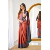 Generic Women's Soft Lichi Silk Printed Saree With Unstitched Blouse 5.5Mtr (Orange)