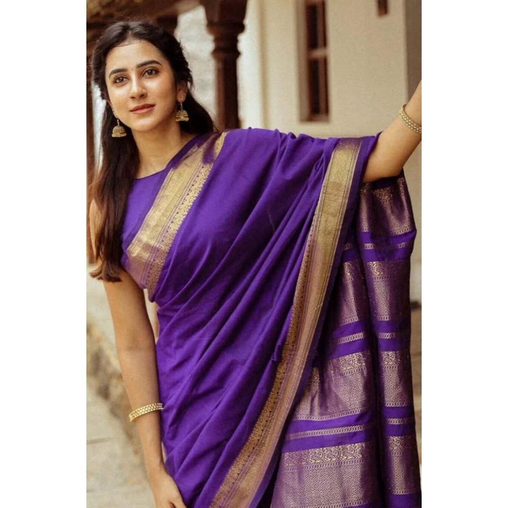 Generic Women's Soft Litchi Silk Jacquard Work Saree With Unstitched Blouse 5.5Mtr (Blue) Generic Women's Soft Litchi Silk Jacquard Work Saree With Unstitched Blouse 5.5Mtr (Blue)