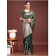 Generic Women's Banarasi Silk Printed Saree With Unstitched Blouse 5.5Mtr (Dark Green)