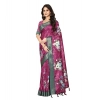 Generic Women's Cotton Blend Floral Printed Saree With Unstitched Blouse 5.5Mtr (Multicolor)