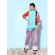 Generic Women's Satin Colour Block Long Sleeves Co-Ord Set (Multicolor)