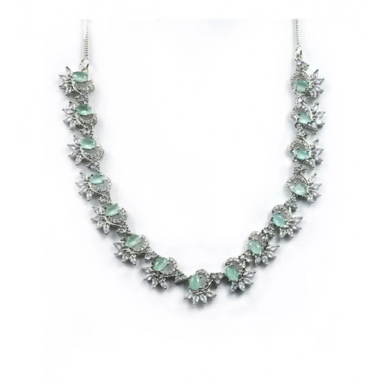 Generic Women's Brass Silver Plated Necklace set (Turquoise) Generic Women's Brass Silver Plated Necklace set (Turquoise)