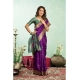 Generic Women's Silk Blend Woven Saree With Unstitched Blouse 5.5 Mtr (Purple)