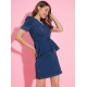 Generic Women's Denim Solid Puff Sleeves Dress (Blue) Generic Women's Denim Solid Puff Sleeves Dress (Blue)