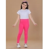 Generic Girl's Cotton Lycra Solid Elasticated Leggings (Pink)