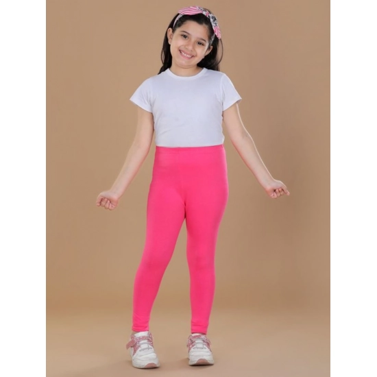 Generic Girl's Cotton Lycra Solid Elasticated Leggings (Pink) Generic Girl's Cotton Lycra Solid Elasticated Leggings (Pink)