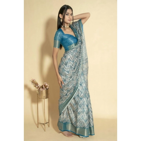 Generic Women's Polyester Printed Saree With Unstitched Blouse 5.5 Mtr (Turquoise) Generic Women's Polyester Printed Saree With Unstitched Blouse 5.5 Mtr (Turquoise)