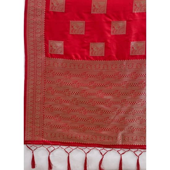 Generic Women's Silk Blend Printed Saree With Unstitched Blouse 5.5Mtr (Red) Generic Women's Silk Blend Printed Saree With Unstitched Blouse 5.5Mtr (Red)