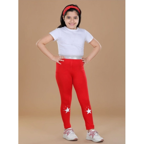 Generic Girl's Cotton Lycra Star Print Elasticated Leggings (Red) Generic Girl's Cotton Lycra Star Print Elasticated Leggings (Red)