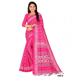 Generic Women's Soft Pure Cotton Printed Saree With Unstitched Blouse 5.5Mtr (Pink)