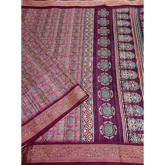 Generic Women's Cotton Blend Printed Saree With Unstitched Blouse 5.5Mtr (Wine) Generic Women's Cotton Blend Printed Saree With Unstitched Blouse 5.5Mtr (Wine)