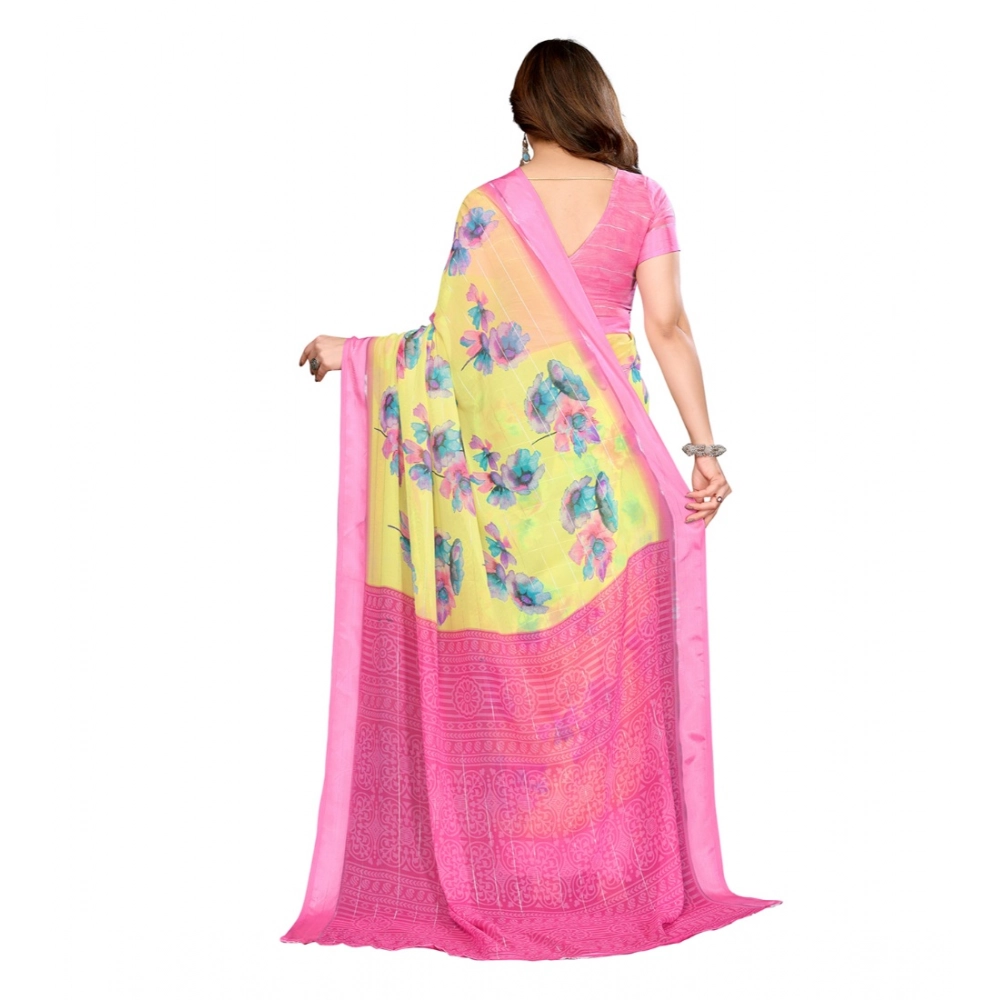 Generic Women's Georgette Printed Saree With Unstitched Blouse 5.5Mtr (Yellow) Generic Women's Georgette Printed Saree With Unstitched Blouse 5.5Mtr (Yellow)
