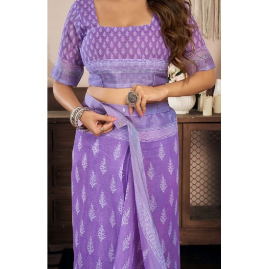 Generic Women's Faux Linen Floral Ready to wear Saree With Unstitched Blouse 5.5Mtr (Lavender) Generic Women's Faux Linen Floral Ready to wear Saree With Unstitched Blouse 5.5Mtr (Lavender)