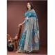 Generic Women's Silk Printed Saree With Unstitched Blouse 5.5Mtr (Teal)