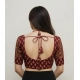 Generic Women's Ajrakh Cotton Printed Sweetheart Padded Blouse (Maroon 38 Ready (Self Alterable 36–40)