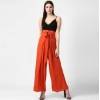 Generic Women's Polyester Solid Smocked Trousers (Orange)