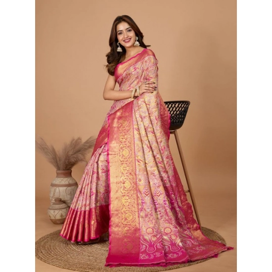 Generic Women's Jacquard Saree With Unstitched Blouse 5.5Mtr (Pink) Generic Women's Jacquard Saree With Unstitched Blouse 5.5Mtr (Pink)