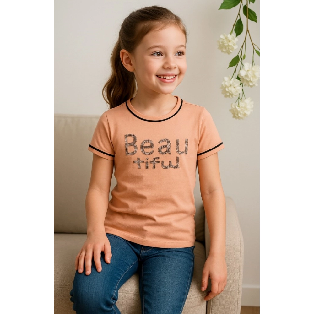 Generic Girl's Cotton Printeded Round Neck T-Shirt (Sandal Beach) Generic Girl's Cotton Printeded Round Neck T-Shirt (Sandal Beach)