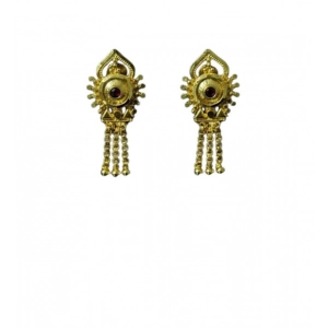Generic Women's Pack of_2 Brass Gold-Plated Earrings (Gold)