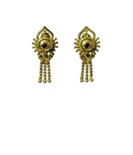 Generic Women's Pack of_2 Brass Gold-Plated Earrings (Gold)