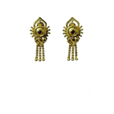 Generic Women's Pack of_2 Brass Gold-Plated Earrings (Gold)