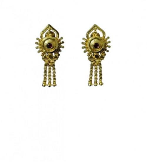 Generic Women's Pack of_2 Brass Gold-Plated Earrings (Gold)