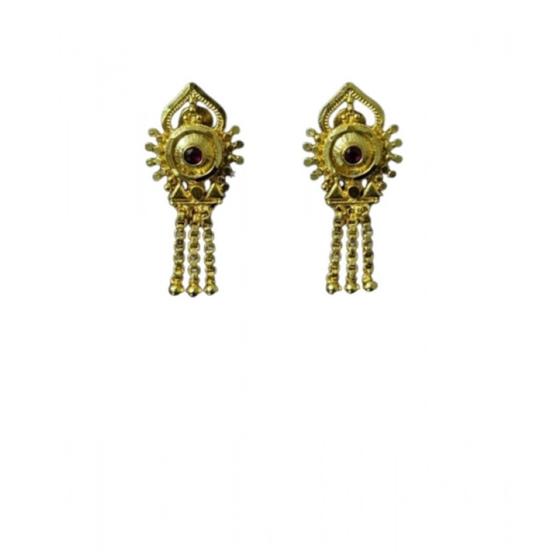 Generic Women's Pack of_2 Brass Gold-Plated Earrings (Gold)