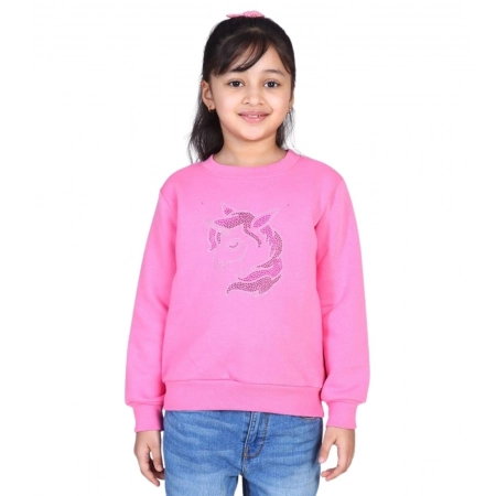 Generic Girl's Fleece Embellished Long Sleeves Sweatshirt (Pink) Generic Girl's Fleece Embellished Long Sleeves Sweatshirt (Pink)