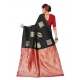 Generic Women's Soft Lichi Silk Printed Saree With Unstitched Blouse 5.5Mtr (Black)