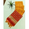 Generic Women's Raw Silk Ikkat Saree With Unstitched Blouse 5.5Mtr (Mustard)