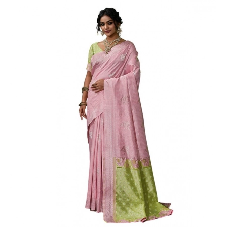 Generic Women's Linen Cotton Printed Saree With Unstitched Blouse 5.5Mtr (Pink) Generic Women's Linen Cotton Printed Saree With Unstitched Blouse 5.5Mtr (Pink)