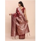 Generic Women's Banarasi Silk Printed Saree With Unstitched Blouse 5.5Mtr (Maroon)