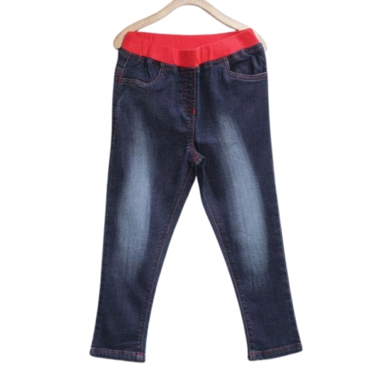 Generic Girl's Denim Ribbed Elasticated Jeans (Red-Blue) Generic Girl's Denim Ribbed Elasticated Jeans (Red-Blue)