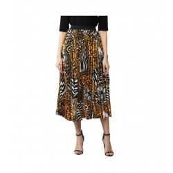 Generic Women's Satin Pleated Elasticated Skirt (Multicolor)