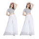 Generic Women's Pack of 2 Georgette Solid High Rise Wide Leg Flared Palazzos with Elastic Waist (White) Generic Women's Pack of 2 Georgette Solid High Rise Wide Leg Flared Palazzos with Elastic Waist (White)