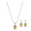 Generic Women's Brass Silver Plated Pendant Set (Yellow)