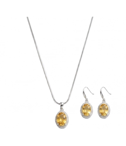 Generic Women's Brass Silver Plated Pendant Set (Yellow)