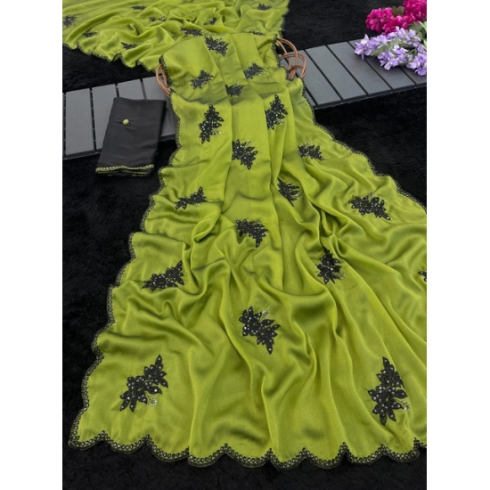 Generic Women's Viscose Silk Embroidered Saree With Unstitched Blouse 5.5Mtr (Green) Generic Women's Viscose Silk Embroidered Saree With Unstitched Blouse 5.5Mtr (Green)