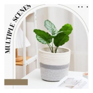 Generic Cotton Flower Pot With Out Lid (Gray-White)
