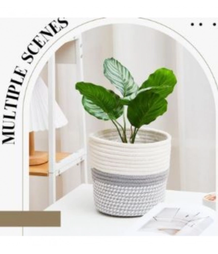 Generic Cotton Flower Pot With Out Lid (Gray-White)