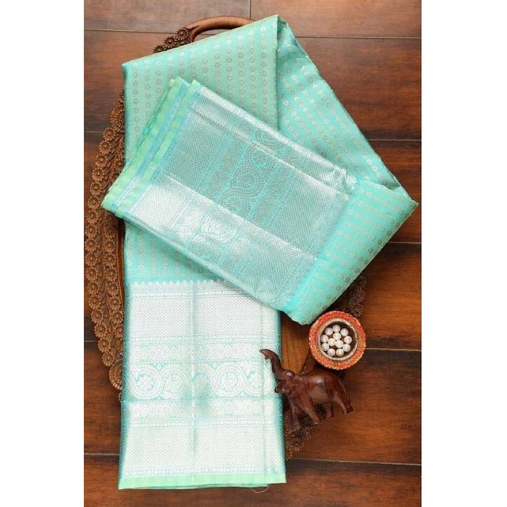 Generic Women's Soft Litchi Silk Jacquard Work Saree With Unstitched Blouse 5.5Mtr (Blue) Generic Women's Soft Litchi Silk Jacquard Work Saree With Unstitched Blouse 5.5Mtr (Blue)