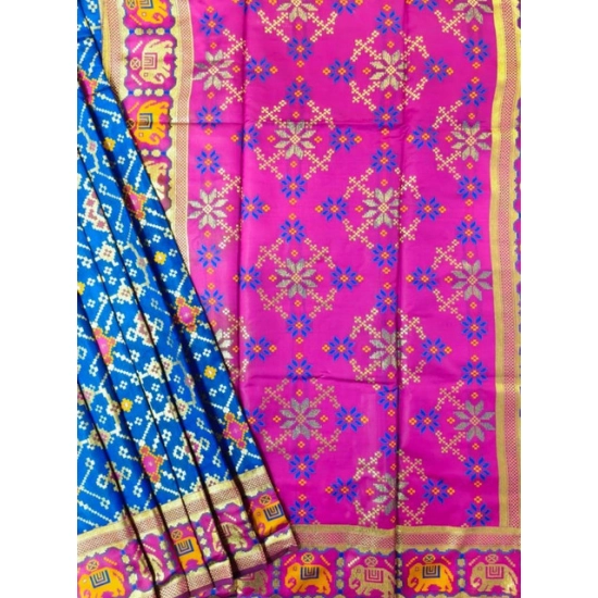 Generic Women's Patola Silk Meena And Zari Woven Saree With Unstitched Blouse 5.5Mtr (Pink) Generic Women's Patola Silk Meena And Zari Woven Saree With Unstitched Blouse 5.5Mtr (Pink)