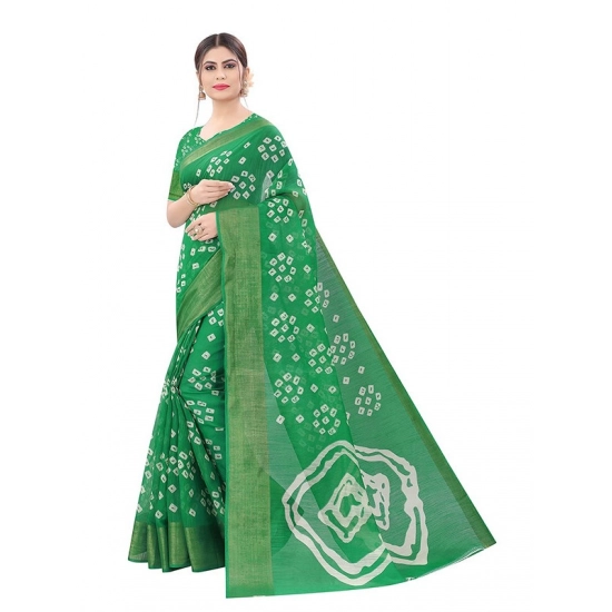 Generic Women's Cotton Silk Bandhni Saree With Unstitched Blouse 5.5Mtr (Light Green) Generic Women's Cotton Silk Bandhni Saree With Unstitched Blouse 5.5Mtr (Light Green)
