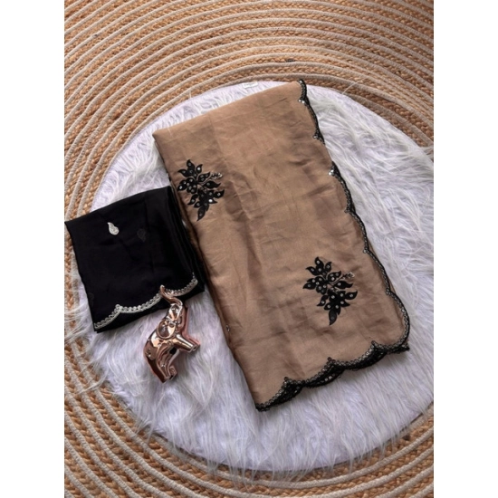 Generic Women's Viscose Silk Embroidered Saree With Unstitched Blouse 5.5Mtr (Beige) Generic Women's Viscose Silk Embroidered Saree With Unstitched Blouse 5.5Mtr (Beige)