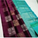 Generic Women's Litchi silk Printed Saree With Unstitched Blouse (Maroon With Turquise Green)