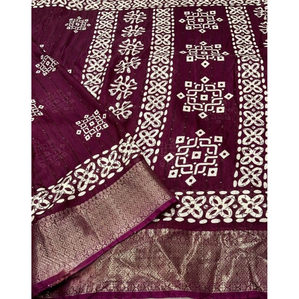 Generic Women's Cotton Silk Printed Saree With Unstitched Blouse 5.5Mtr (Wine) Generic Women's Cotton Silk Printed Saree With Unstitched Blouse 5.5Mtr (Wine)