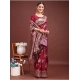 Generic Women's Banarasi Silk Printed Saree With Unstitched Blouse 5.5Mtr (Maroon)