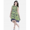 Generic Girl's Polyester Crepe & Net Printed Sleeveless Dress (Yellow-Blue) Generic Girl's Polyester Crepe & Net Printed Sleeveless Dress (Yellow-Blue)