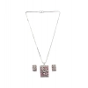 Generic Women's Brass Silver Plated Pendant Set (Pink)
