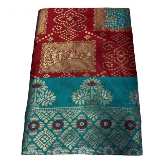 Generic Women's Jacquard Printed Saree With Unstitched Blouse 5.5Mtr (Maroon)